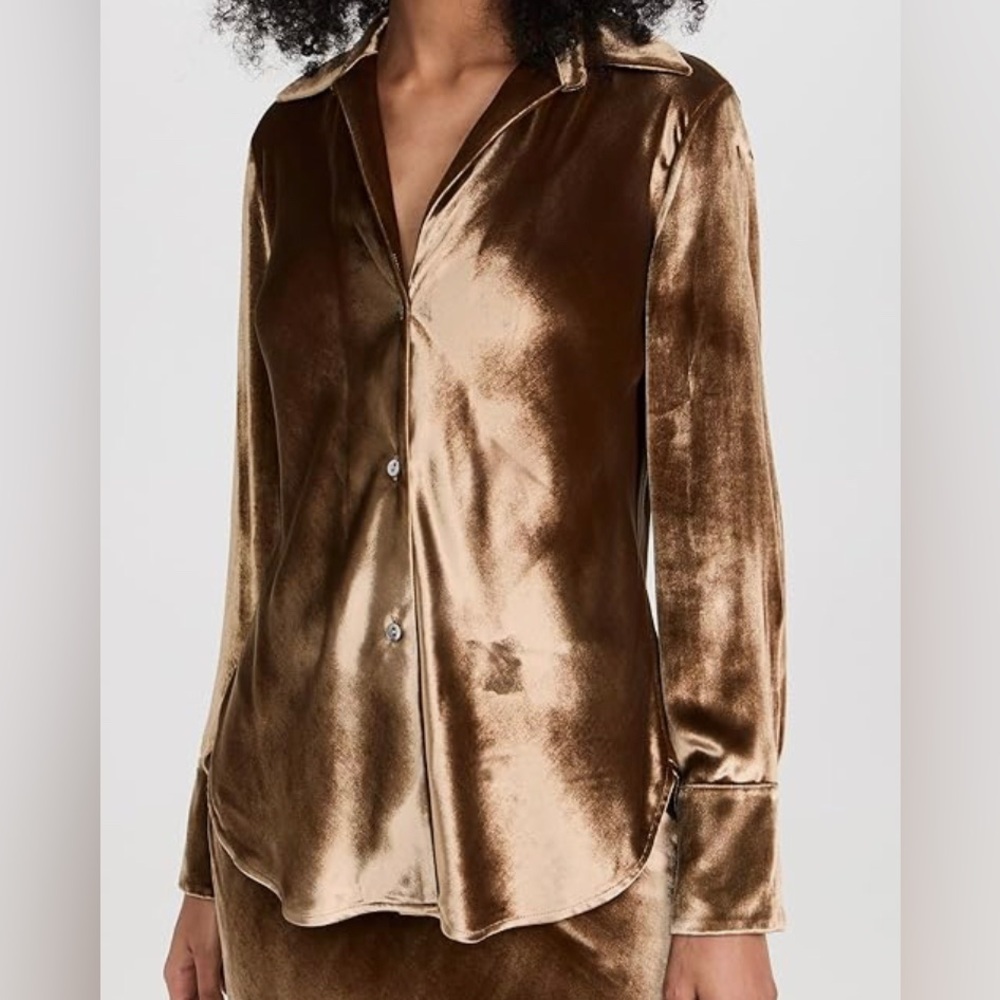 Women’s Vince Bias Velvet Button Up Top
